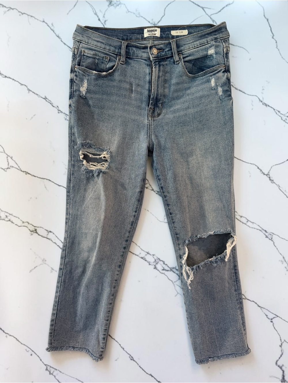 Kensie Women's Grey Distressed Boyfriend Jeans